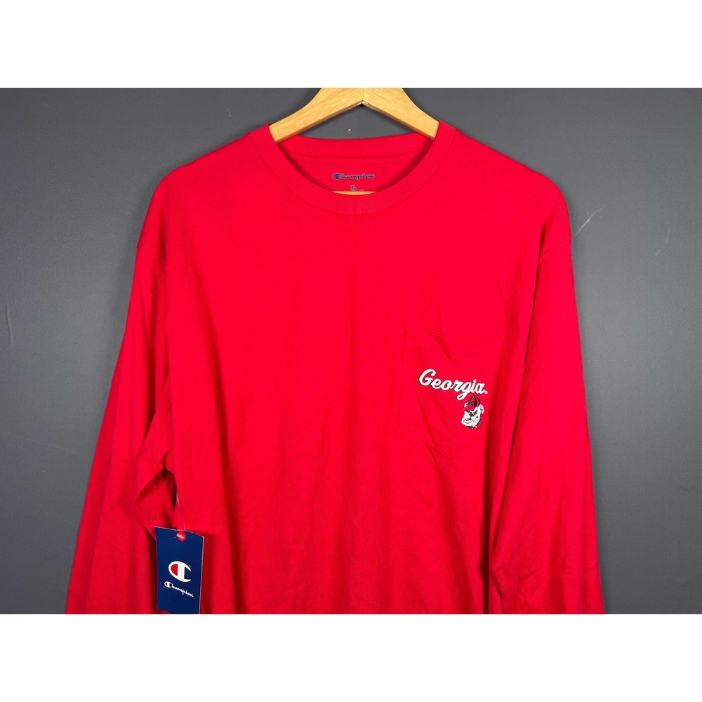 NWT Champion Georgia Bulldogs Long Sleeve Pocket T-Shirt Red Mens XL UGA